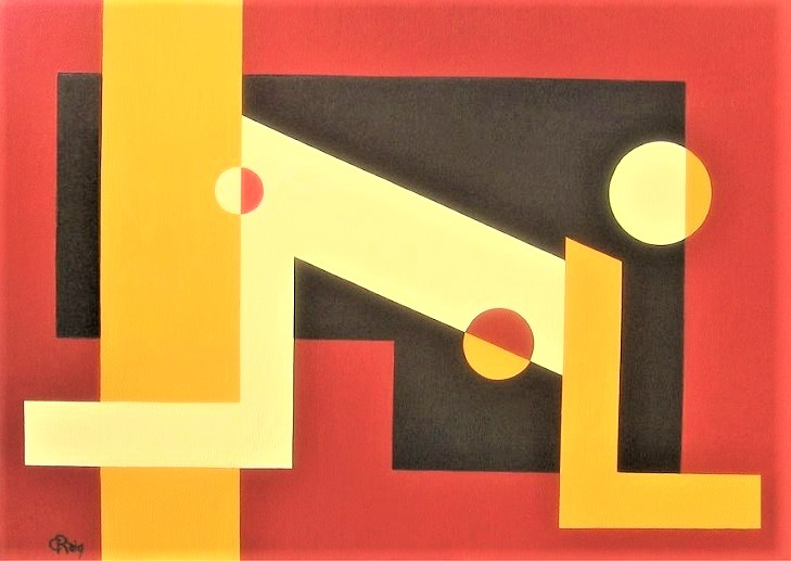 Painting: STEP UP, 50 by 35 inches